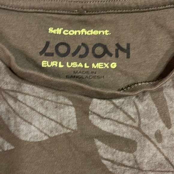 Losan T-Shirt XL #311-1024 Tropical Print Short Sleeve 100% cotton khaki combo - Picture 2 of 8